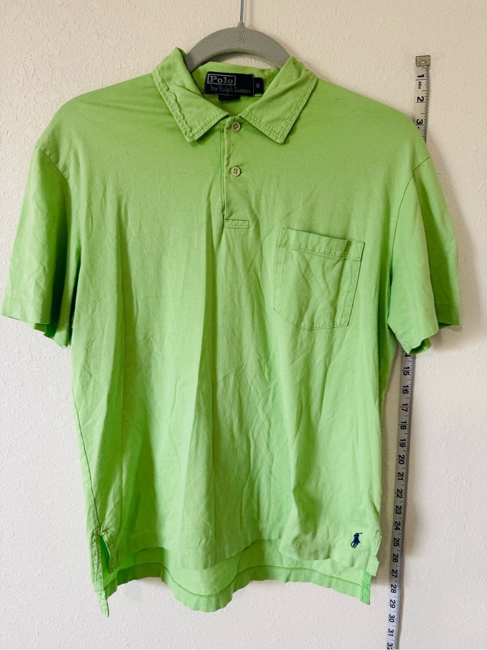 Ralph Lauren Men’s Lime Green Short-Sleeve Polo with Pocket Size Small